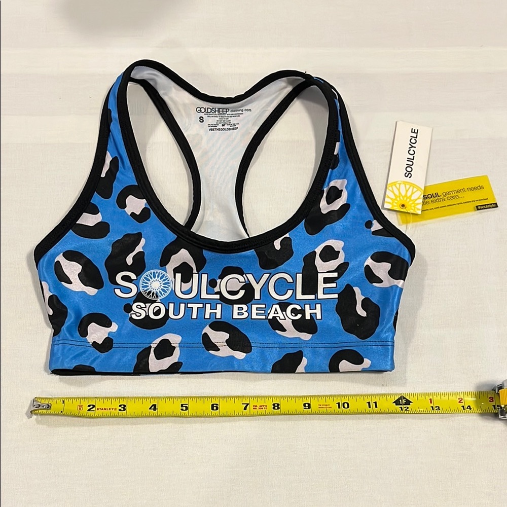 SoulCycle Blue and Black Top Racerback Sports Bra. NWT